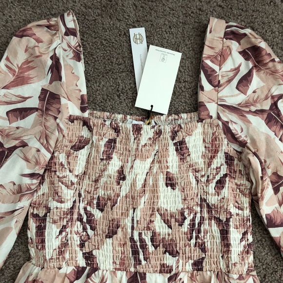 House of Harlow 1960 Womens Linen Midi Dress Banana Leaf - Picture 7 of 14